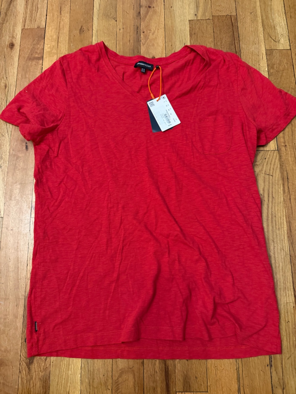 Superdry Women’s Red Short Sleeve V-Neck Tee pocket tee size 10